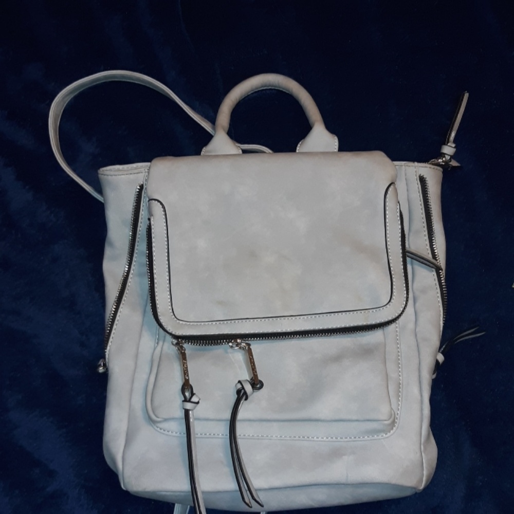 Baby blue leather backpack